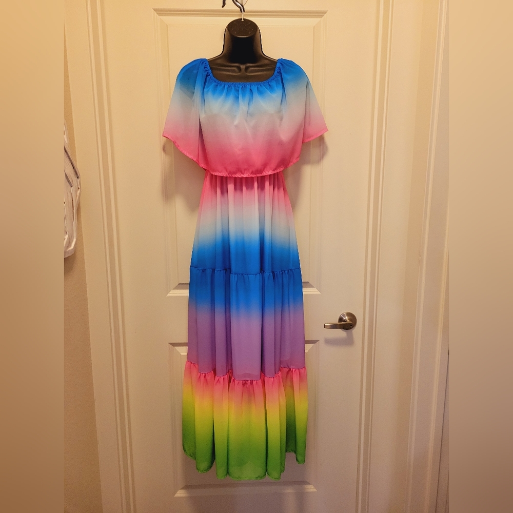 Rainbow Layered Boutique Dress